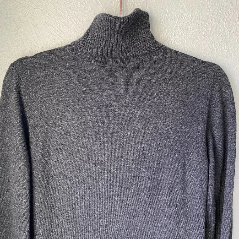 Soft Surroundings Chloe Gray Turtleneck Sweater Dress Pleated Skirt Tall Small - Picture 10 of 11